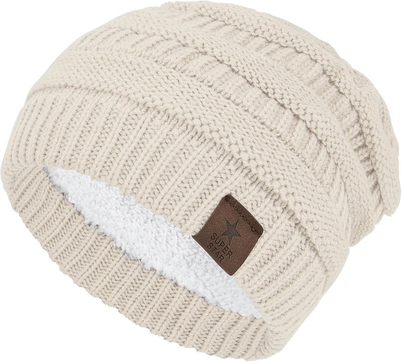 Durio Womens Knit Beanie Winter Thick Solid Fleece Lined Beanie Hats for Women Men Unisex Warm Skiing Beanies - Image 1